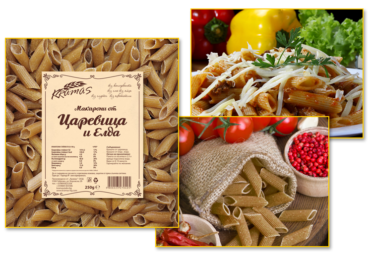 Corn and buckwheat macaroni